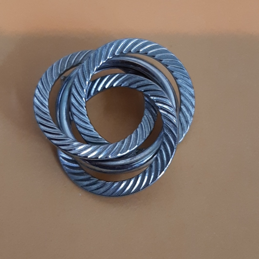 3 for $10 Silver swirl circles brooch pin